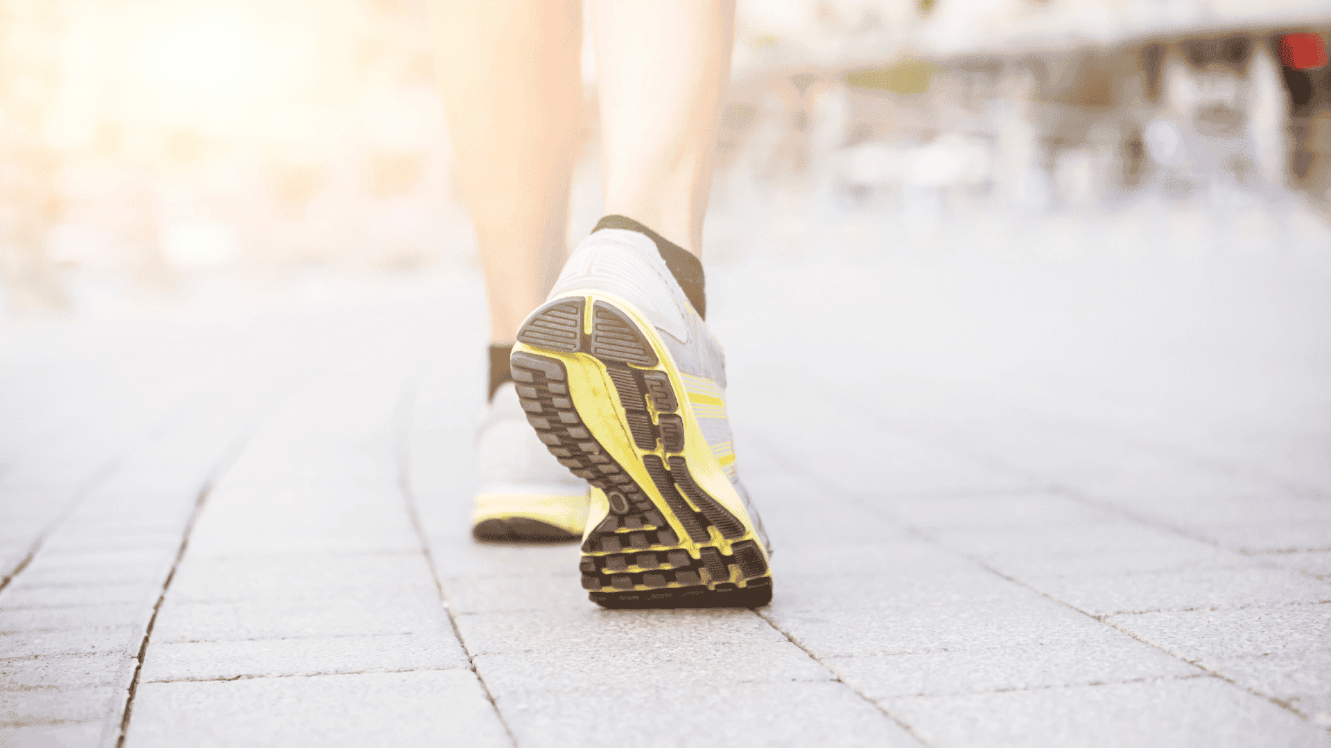 Schuhsohle von Laufschuh sichtbar